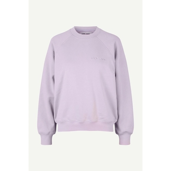 Samsøe Samsøe Gitta Crewneck in Orchid Purple Logo Long Sleeve Sweatshirt - Picture 2 of 11